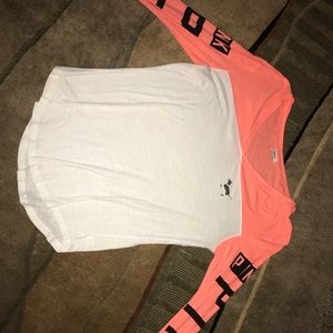 Orange long sleeve pink shirt